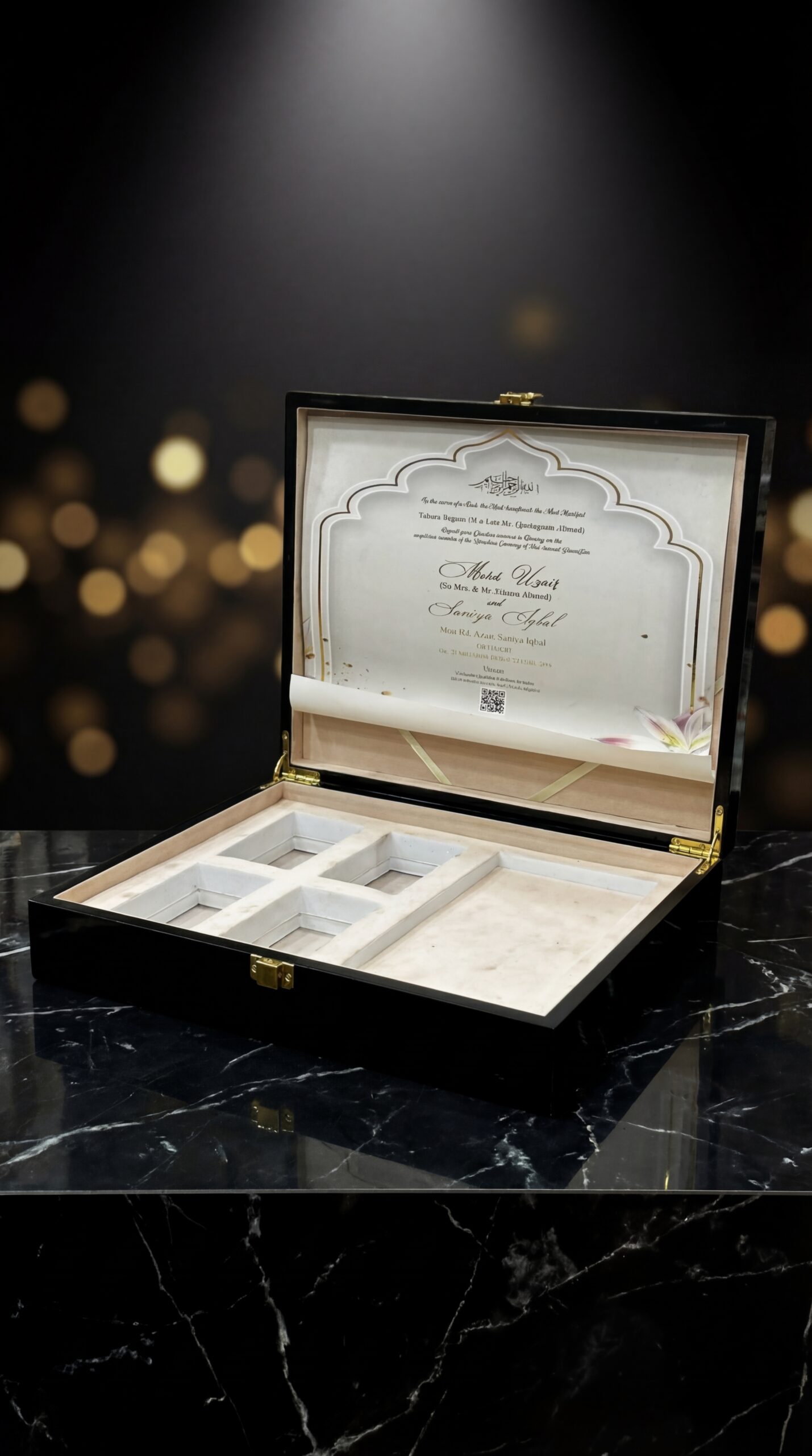 Madhur Shagun Wedding Box – Handcrafted in Dark Wood